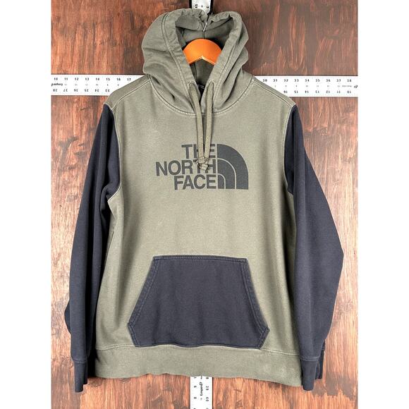 The North Face Half Dome Pullover Hoodie 2‎ Tone Taupe Green Black Mens Medium - Picture 1 of 7